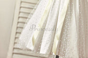 $15 SALE: Sheer Neck Polka Dot Tulle Flower Girl Dress with 