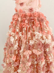 3D Lace Tulle Flower Off Shoulder Wedding Flower Girl Dress 