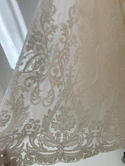 Кружевное Тюлевое свадебное платье с короткими рукавами цвета шампанского для девочек, детская вечеринка