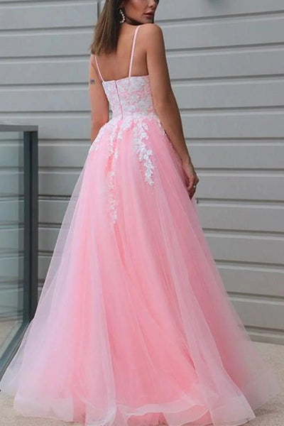 A-Line Prom Dresses Prince Dress Formal Floor Length Sleeveless V Neck Tulle with Pleats Appliques 2023