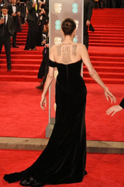 Angelina Jolie Black Off-shoulder Red Carpet Celebrity Gown 