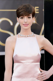 Anne Hathaway Pink Satin Sleeveless Open Back Celebrity 