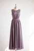 Vestido de dama de honor de boda largo de gasa gris con espalda en V Vestido de fiesta - 2