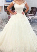 Бальное платье с открытыми плечами длиной до пола, кружевное свадебное платье, свадебное платье
