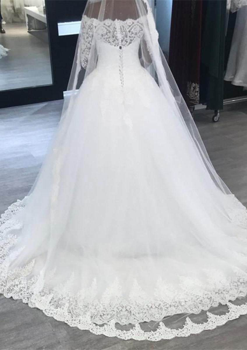 Timeless Ball Gown Off The Shoulder Tulle Sequin Long Wedding Dresses main image 1