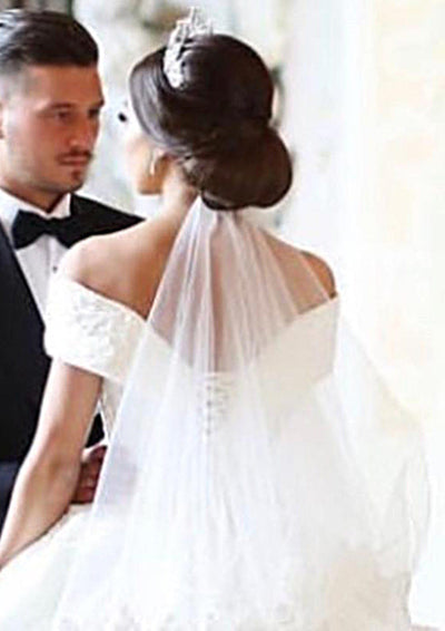 Ball Gown Off Shoulder Sweetheart Chapel Lace Wedding Dress 