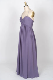 Beaded Strap Sweetheart Twist Knot Violet Chiffon Bridesmaid