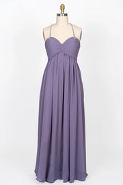 Beaded Strap Sweetheart Twist Knot Violet Chiffon Bridesmaid