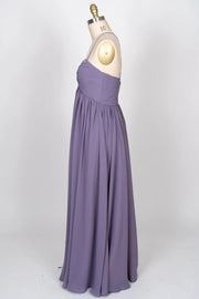 Beaded Strap Sweetheart Twist Knot Violet Chiffon Bridesmaid