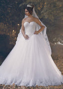 Beaded Strapless Sweetheart Ball Gown Tulle Bridal Wedding Dress