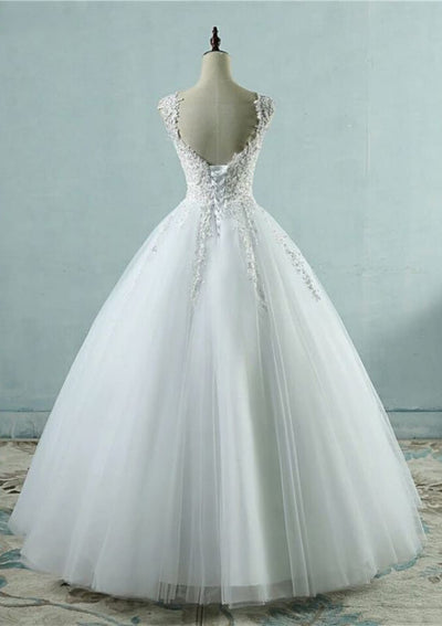 Beading Ball Gown Sweetheart Lace Up Tulle Wedding Dress - 