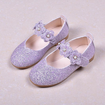Black / Green / Lavender Leather Sequin Pearl Flat Princess 