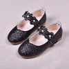Zapatos de princesa planos con perlas y lentejuelas de cuero negro/verde/lavanda, zapatos de niña de las flores para boda - yo 21 / Negro