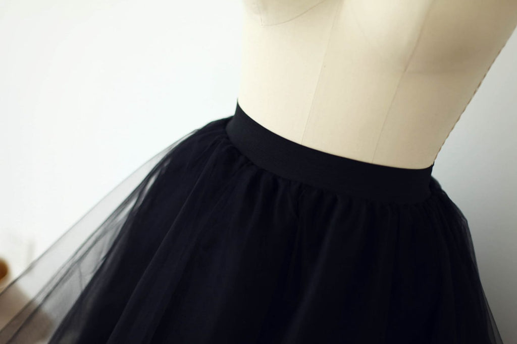 Black Horsehair Tulle Skirt / Short Women Skirt