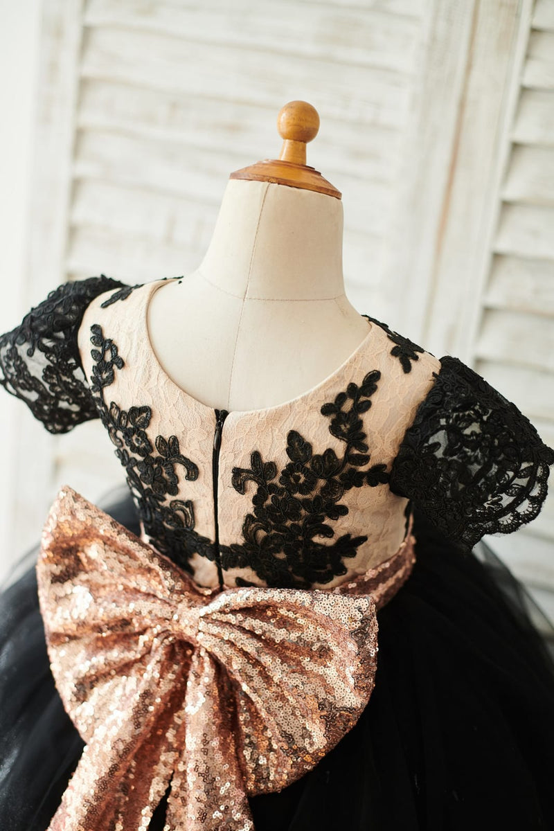 Attractive Sequin Lace  Flower Girl Dresses With Bowknot main image 0