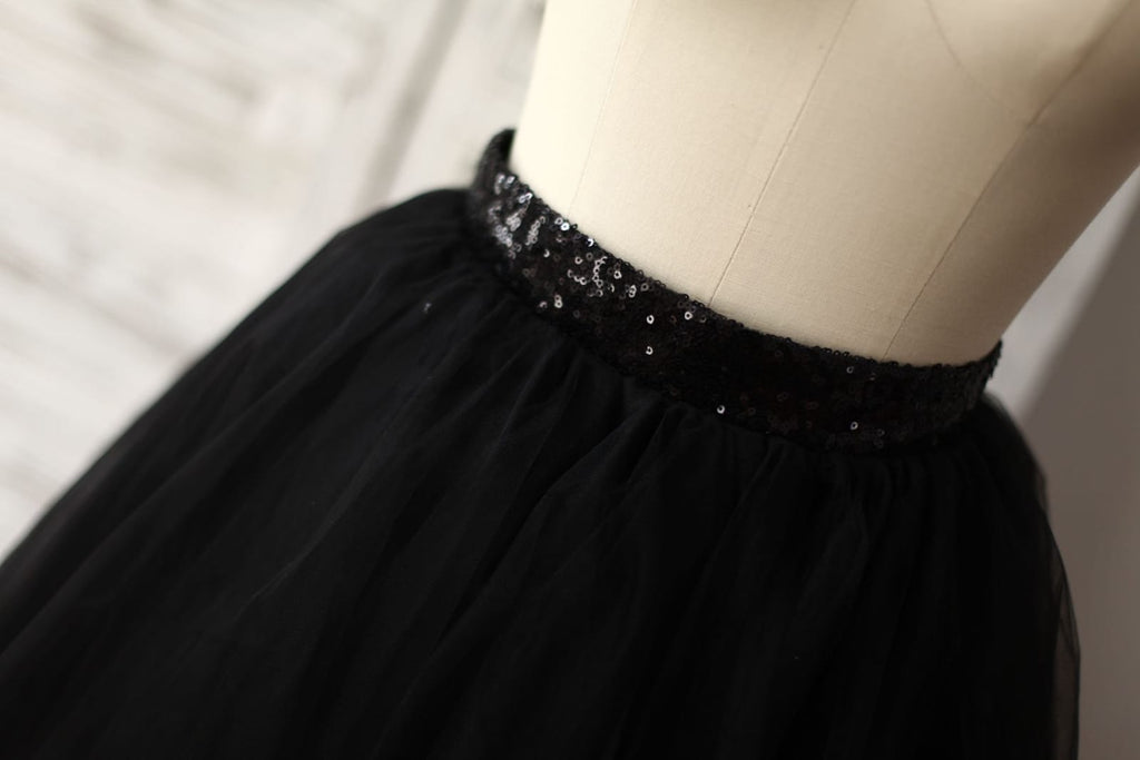 Falda TUTU con forro de marfil de tul negro / Falda corta para mujer -  Princessly