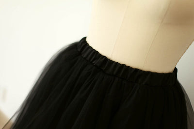 Black Tulle Satin Edge Skirt / Short Woman Skirt