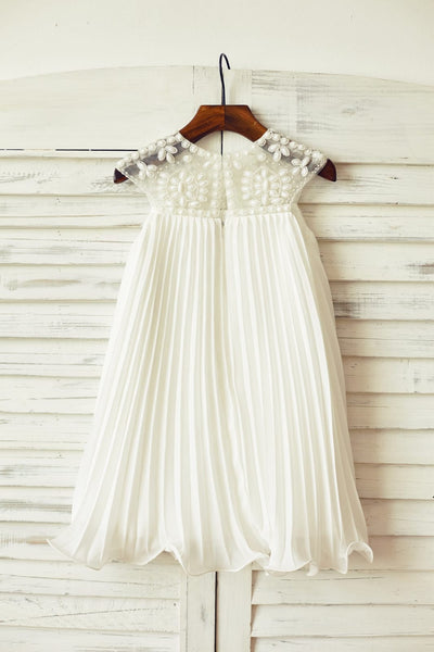 Beaded Ivory Chiffon Flower Girl Dress