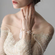 Bridal Pearl Flower Bracelet Crystals Trendy Vintage Simple 