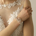 Pulsera de flor de perla nupcial Cristal de moda Vintage Plata Oro Simple Dama de honor Boda