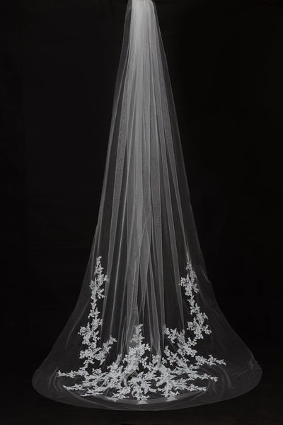 Cathedral Long Length Lace Appliques Wedding Veil