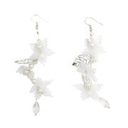 Fashion Chiffon Flower Silver Bridal Earring Women Chic 