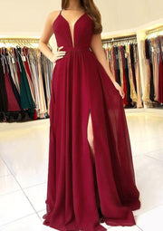 Formal Plunging Sleeveless Open Back Floor-length A-line 