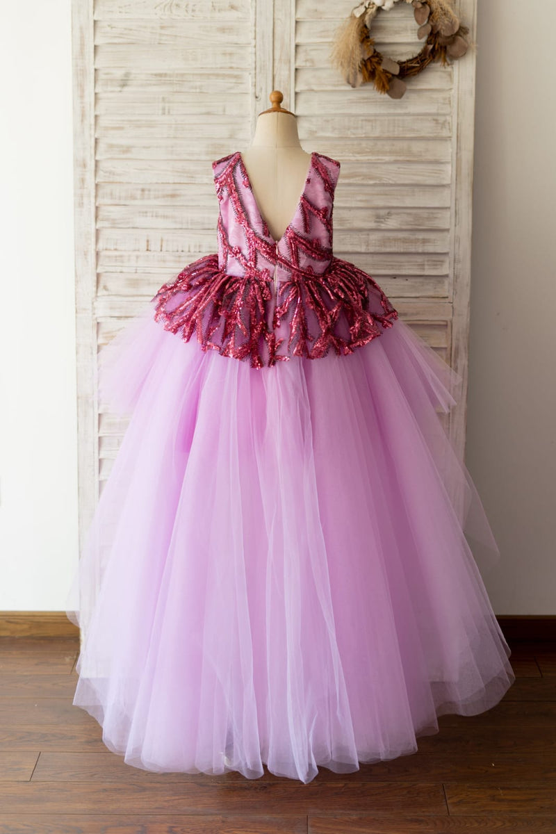 Fancy Kids Fuchsia Sequin Embroidered Baby Girl Party Dress main image 1