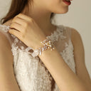 Niñas dama de honor flores perla pulsera cristal boda fiesta boda accesorios