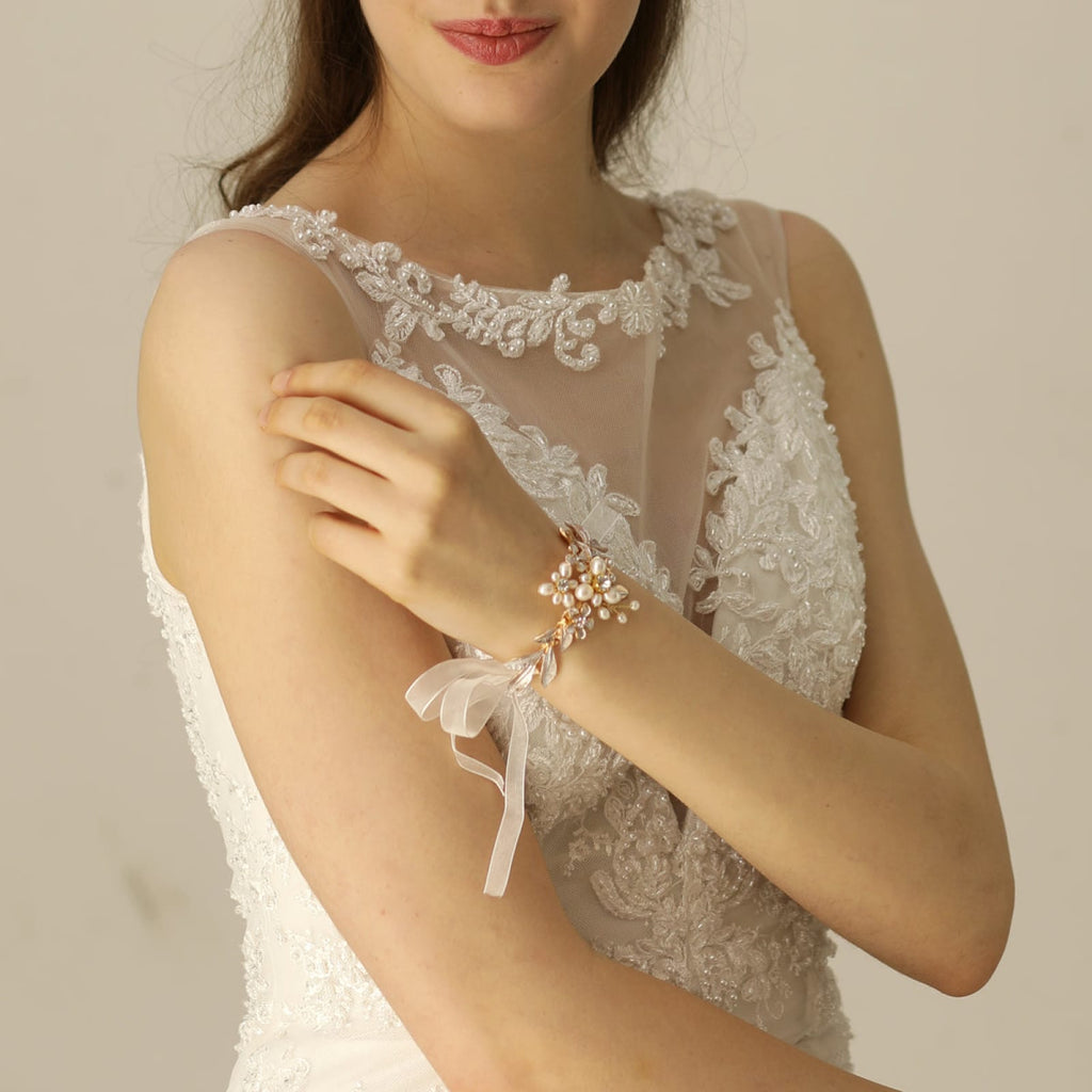 Wrist Corsage and Clips Rose Corsage Bracelet Ribbon Flower Bracelet for  Prom, | eBay