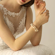Girls Bridesmaid Pearl Bracelet Crystal Wedding Prom Party 