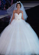 Glitter Strapless Sweetheart Tulle Ball Gown Wedding Dress, Bowknot