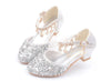 Gold / Silver / Pink Sequin Rhinestone Sandals Wedding Flower Girl Shoes High Heels Princess Dancing Shoes - EU 26 / Silver