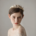 Corona de novia dorada, tocado de princesa, joyería para el cabello de boda, tocados Vintage