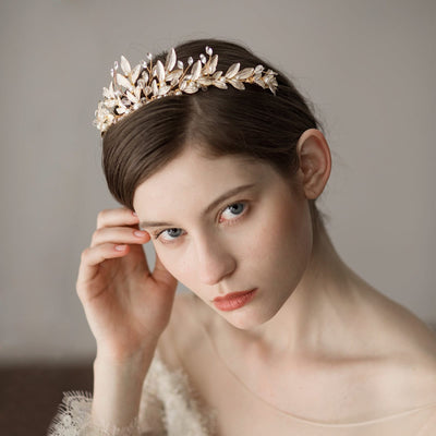 Golden Bride Crown Princess Headwear Wedding Hair Jewelry 