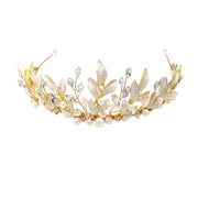 Golden Bride Crown Princess Headwear Wedding Hair Jewelry 