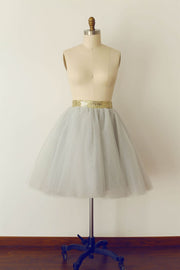 Grey Tulle Sequin Skirt / Short Woman Skirt - XS / Gray