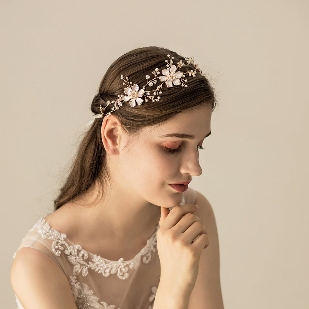 Handmade Alloy Artificial Flowers Crystal Pearls Wedding 