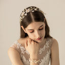 Diadema de perlas de aleación hecha a mano, accesorios para el cabello de vid nupcial para boda, joyería