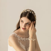 Handmade Alloy Pearls Headband Wedding Bridal Vine Hair 