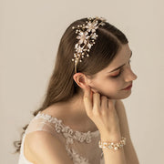 Handmade Alloy Pearls Headband Wedding Bridal Vine Hair 