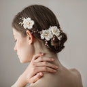 Acessório de cocar de casamento para cabelo de noiva com flores de chiffon feito à mão