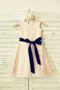 Платье с цветочным узором для девочек цвета слоновой кости с розовой подкладкой и кружевом цвета слоновой кости