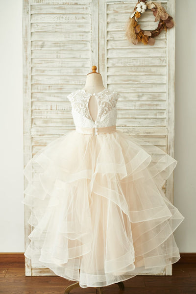 Flower Girl Dress Teens Girls Sleeveless Tulle Dress Tween Girls Formal Ball Gown Elegant Birthday Party Dresses 4-14 Years - Kids' Fashion