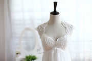 Lace Chiffon Wedding Dress Keyhole Back Empire Waist 