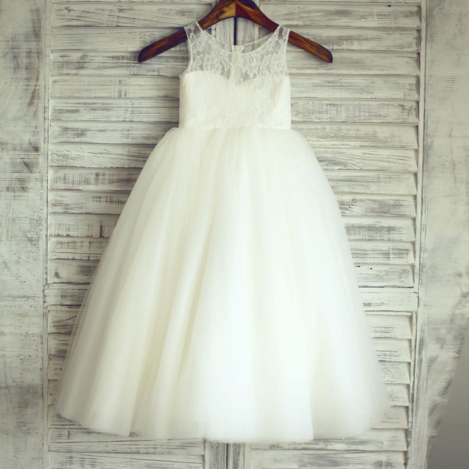 Ivory Lace Tulle TUTU Ball Gown Princess Flower Girl Dress 7T