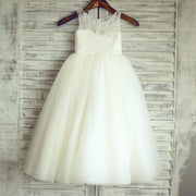 Ivory Lace Tulle TUTU Ball Gown Princess Flower Girl Dress