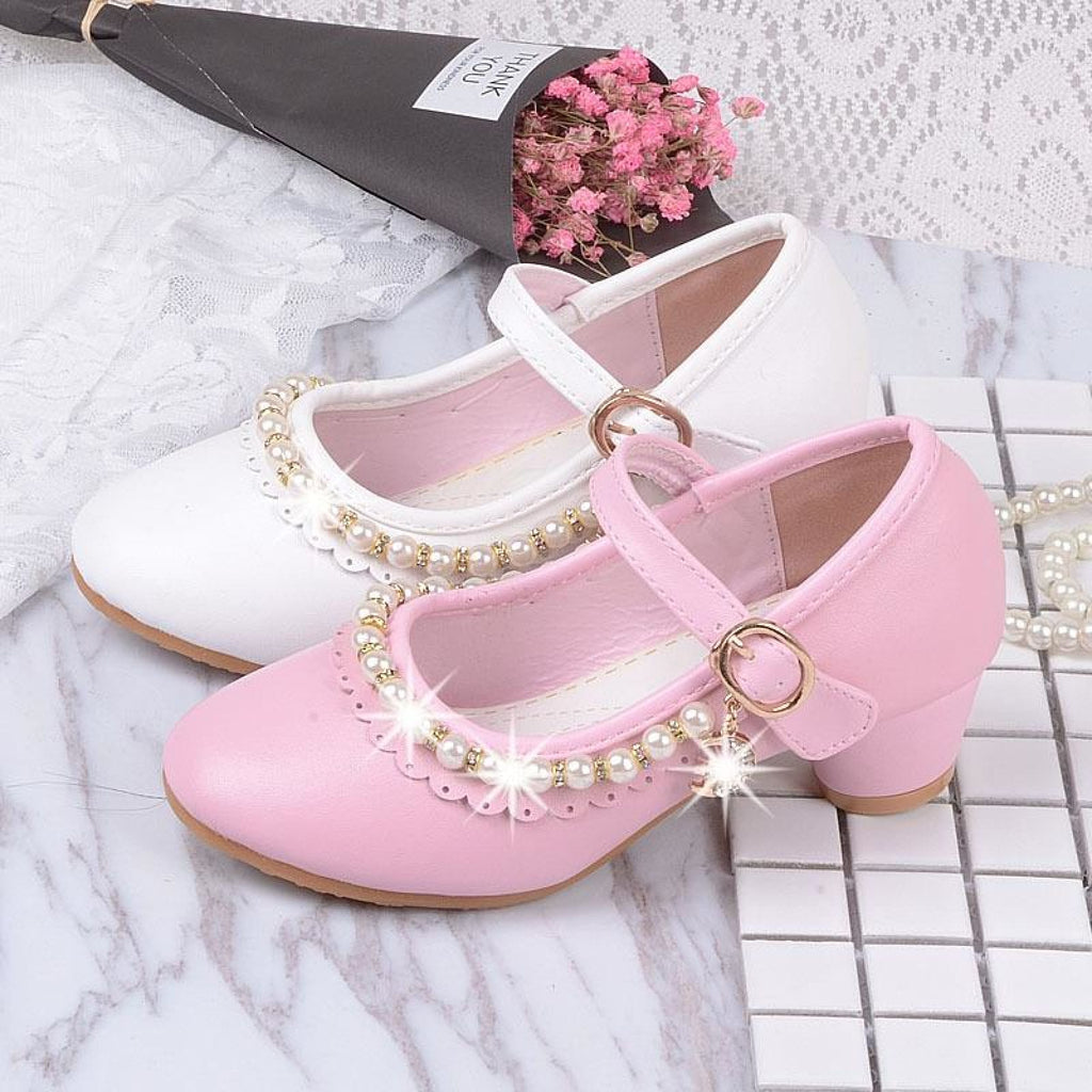 8-9 Years Girls Sandals Glitter Dress Shoes Princess Crystal High Heels  Party Wedding Toddler Shoes Girls Cute Fashion Sequin Pearl Chain Non-slip  Leather Princess Shoes Silver - Walmart.com