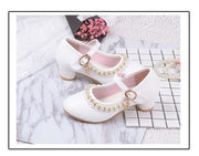 Ivory / Pink Leather Rhinestone Pearls Wedding Flower Girl 