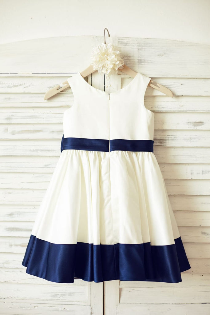 Double Strap Flower Girl Dress with Satin Edge Hem